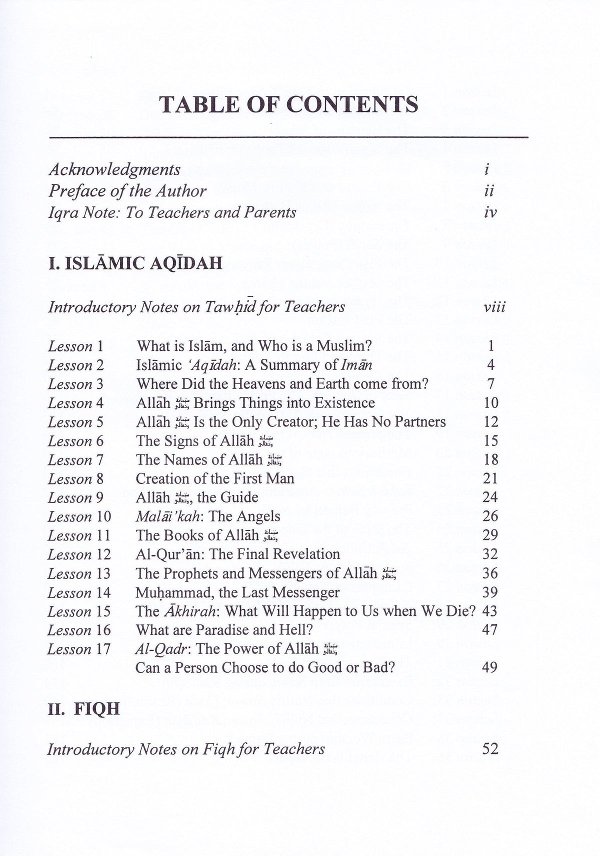 Islamic Aqidah and Fiqh
