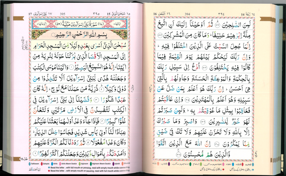 Hafzi Quran with Colour Coded Tajweed Rules (15 Lines per page)(Indo/Pak script) 123 CC