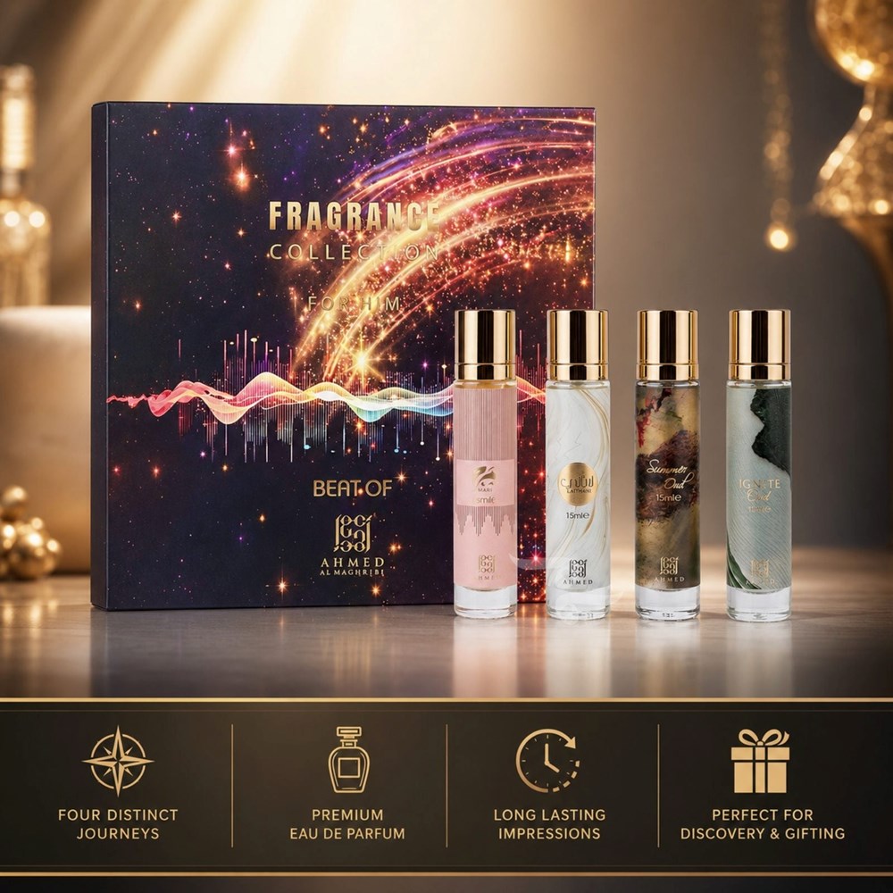 Beat of Ahmed Fragrance Collection For Men Discovery Set By Ahmed Al Maghribi (4x 15ml perfumes)