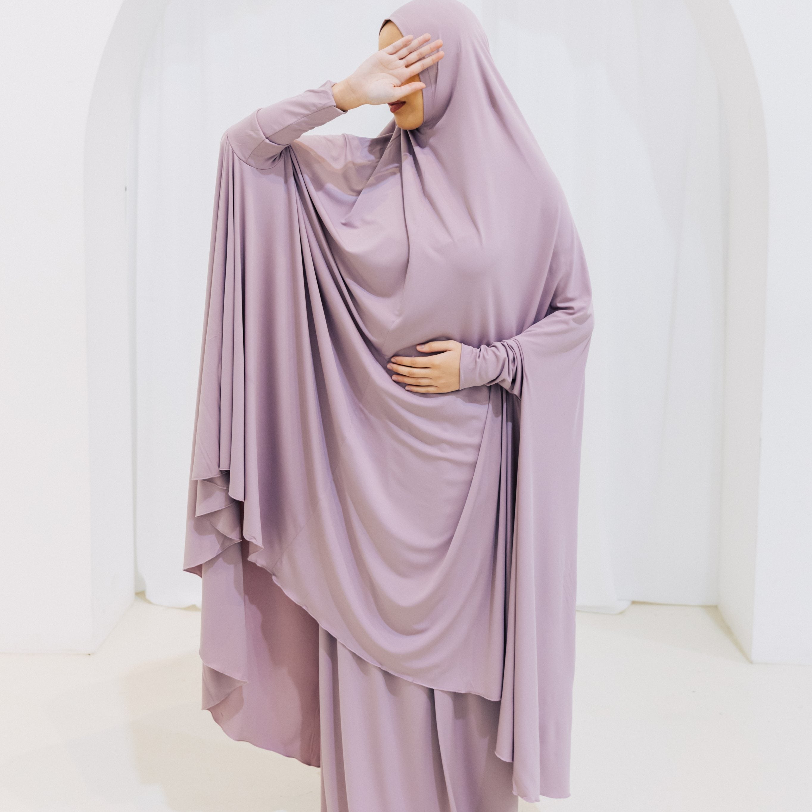 Premium XL Jilbab Sleeved Pastel Purple